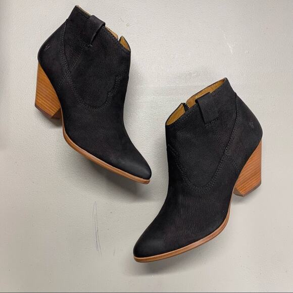 Frye Rory Booties Black Leather Zip Side 3